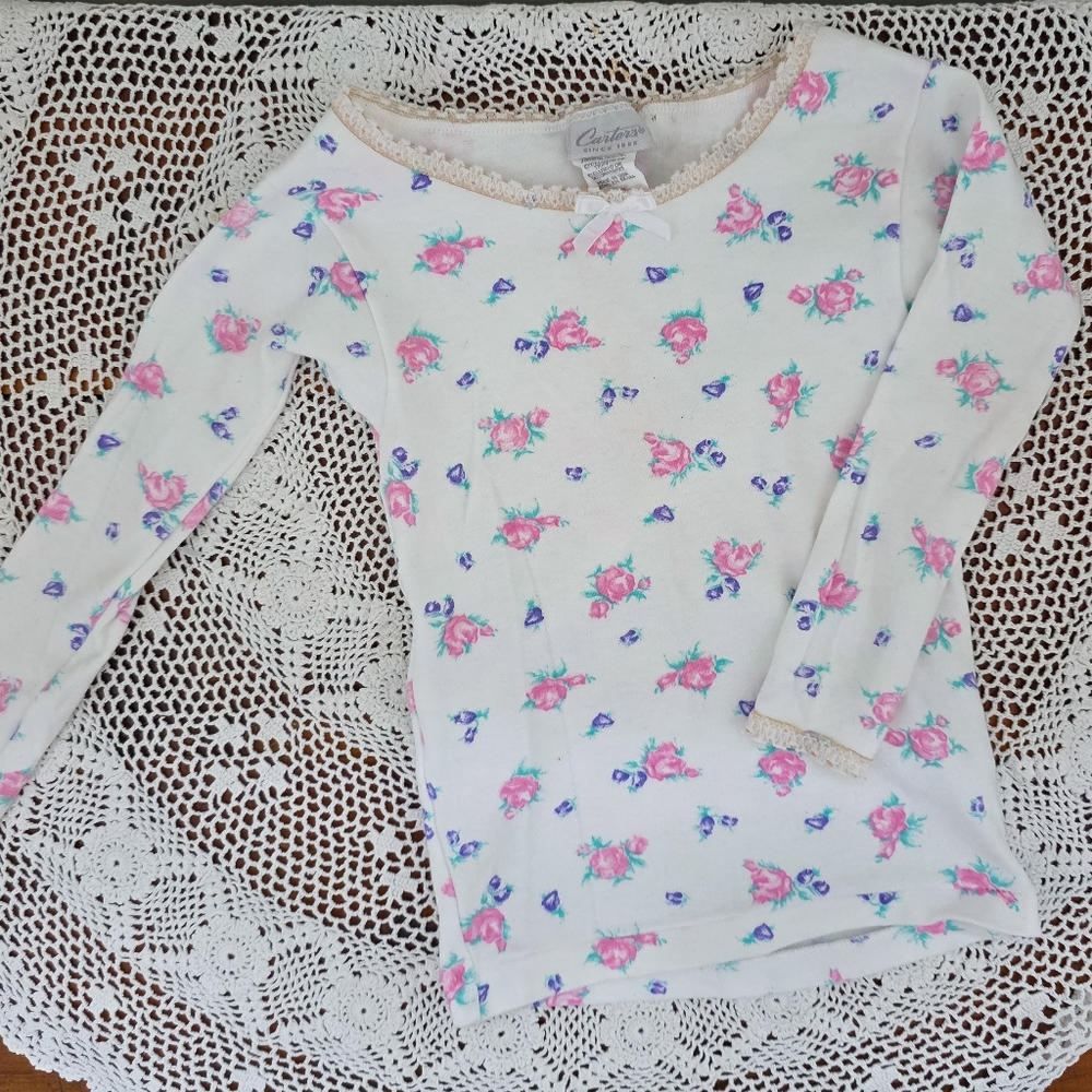 Vintage Carter’s Floral Lace Trim Top